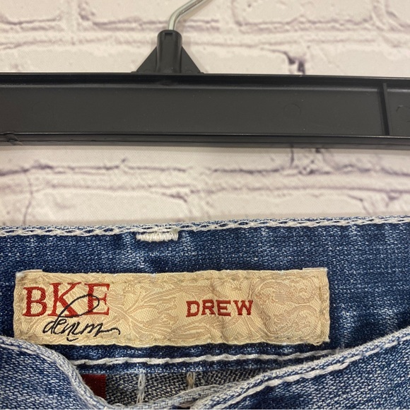 BKE Womens Jeans 34x31.5 Drew Light Blue Distressed Hem Stretch Buckle - Picture 4 of 10